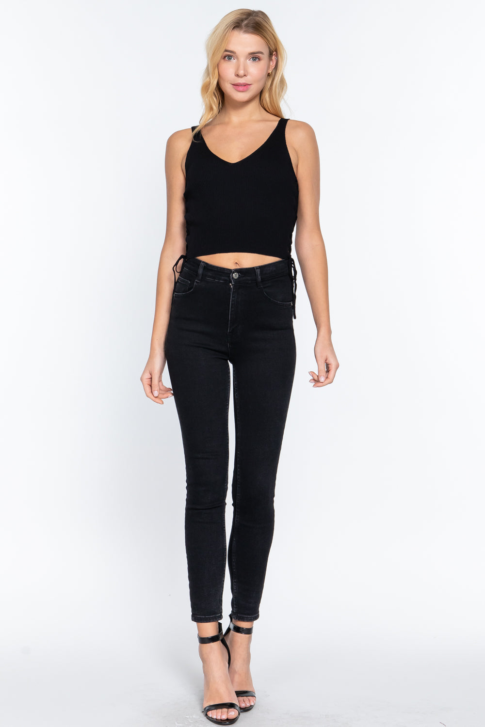 V-neck Side Ruched Sweater Top-Product Type | Naughty Smile Fashion