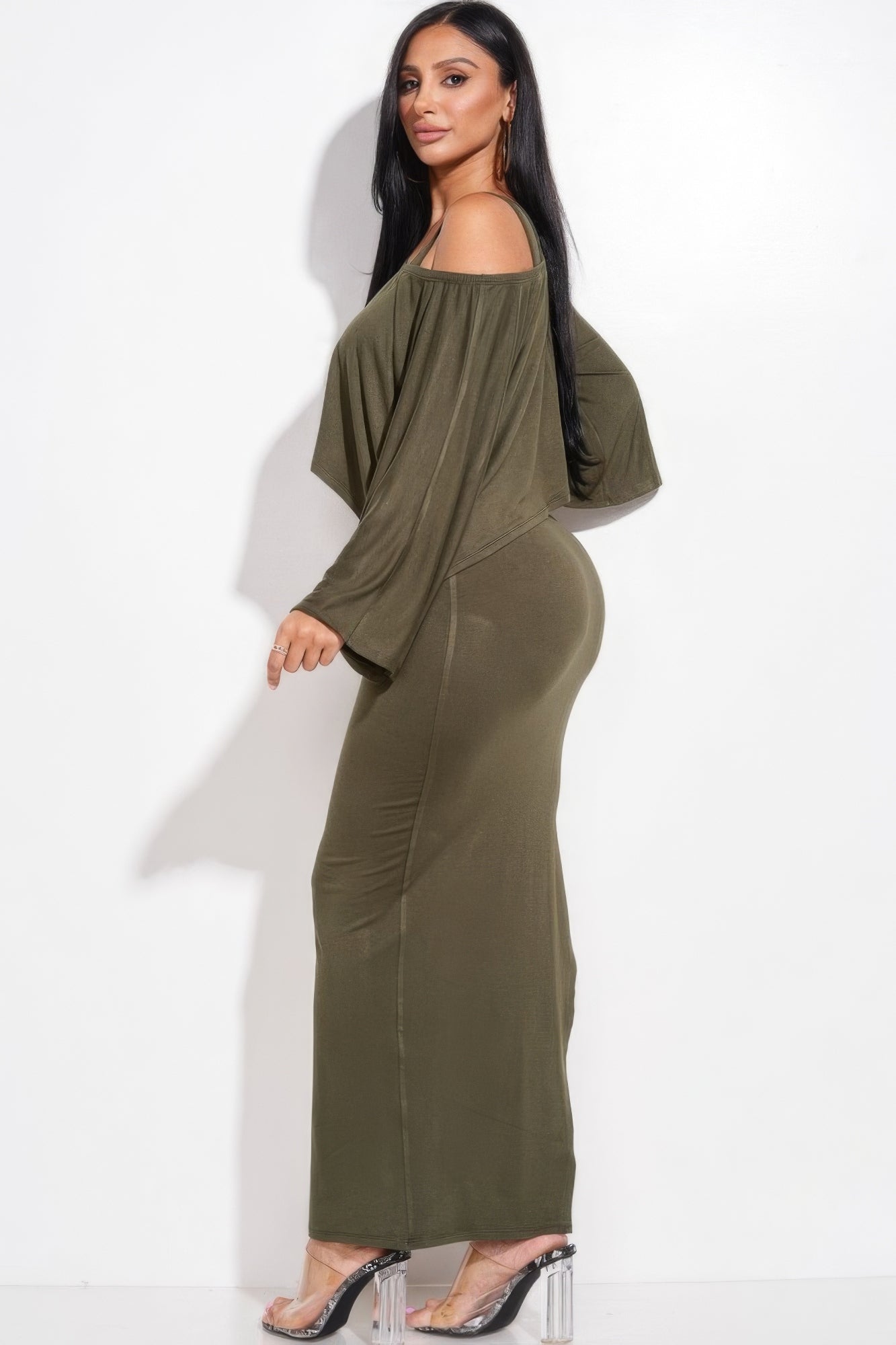 Solid Rayon Spandex Midi Length Tank Dress And Slouchy Cape Top Two Piece Set-Product Type | Naughty Smile Fashion