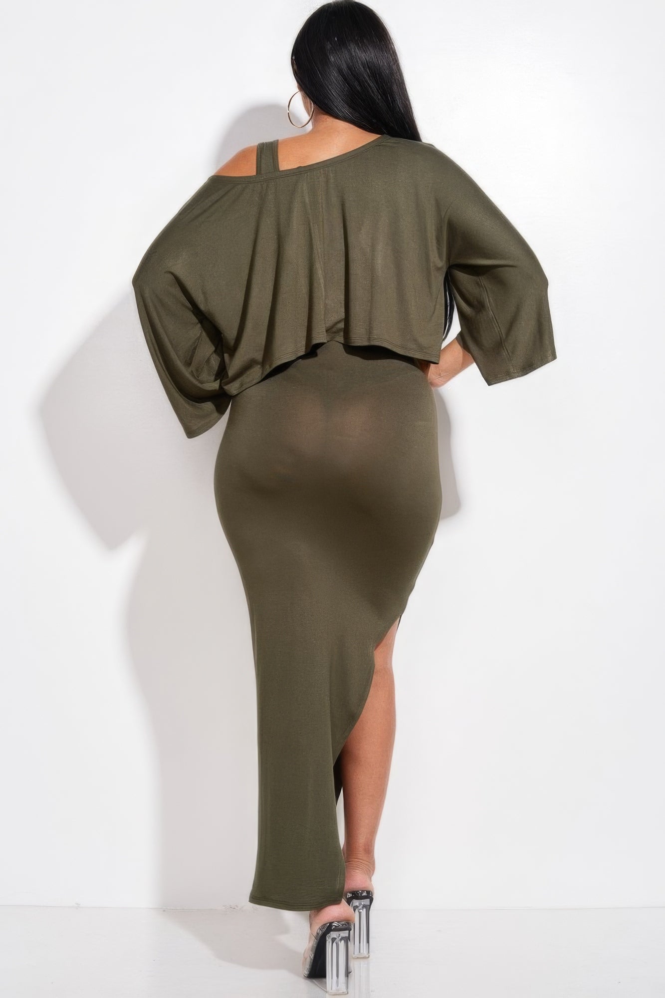 Solid Rayon Spandex Midi Length Tank Dress And Slouchy Cape Top Two Piece Set-Product Type | Naughty Smile Fashion