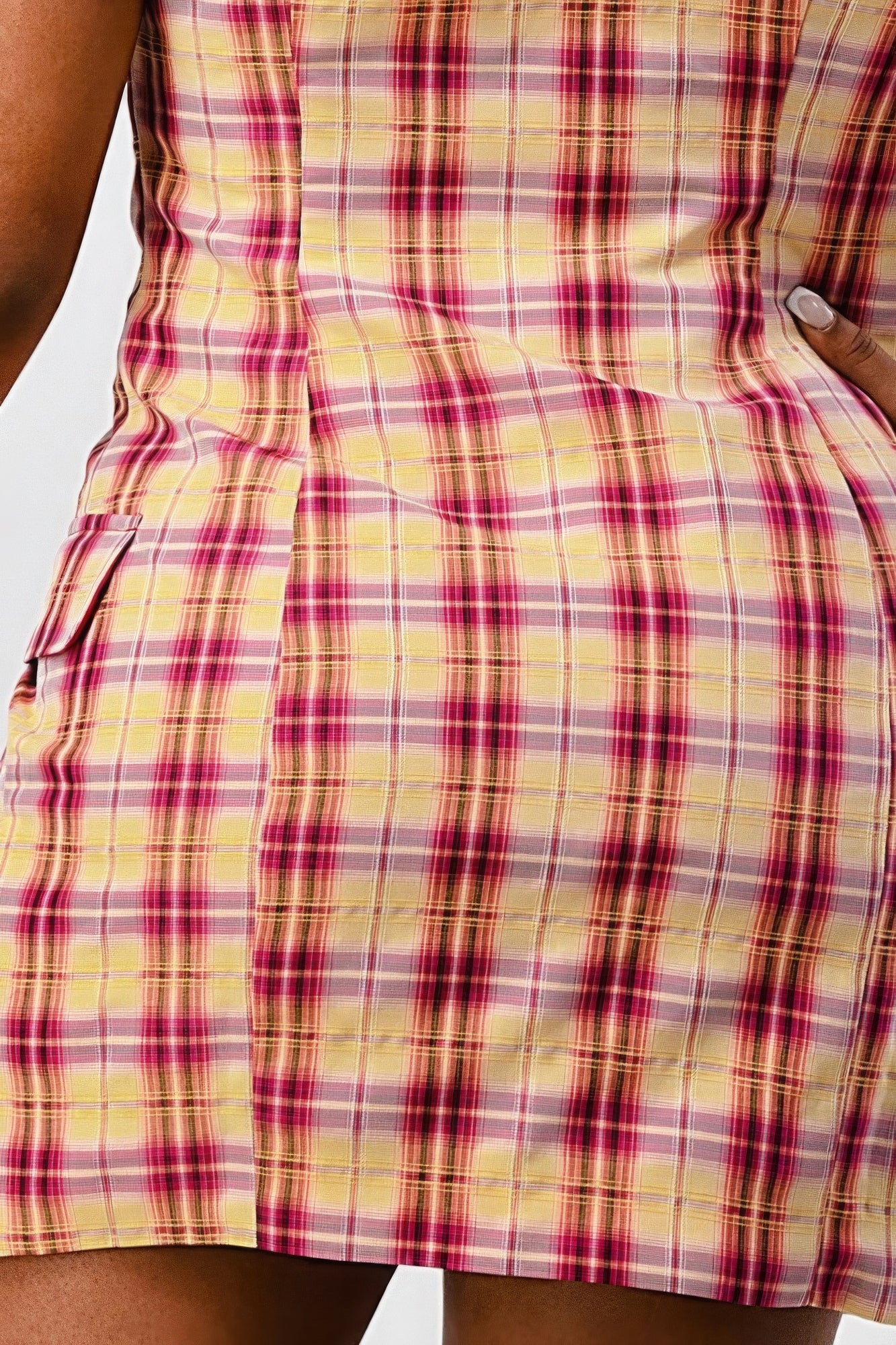 Wide Collared Double Breasted Plaid Blazer Mini Dress-Product Type | Naughty Smile Fashion