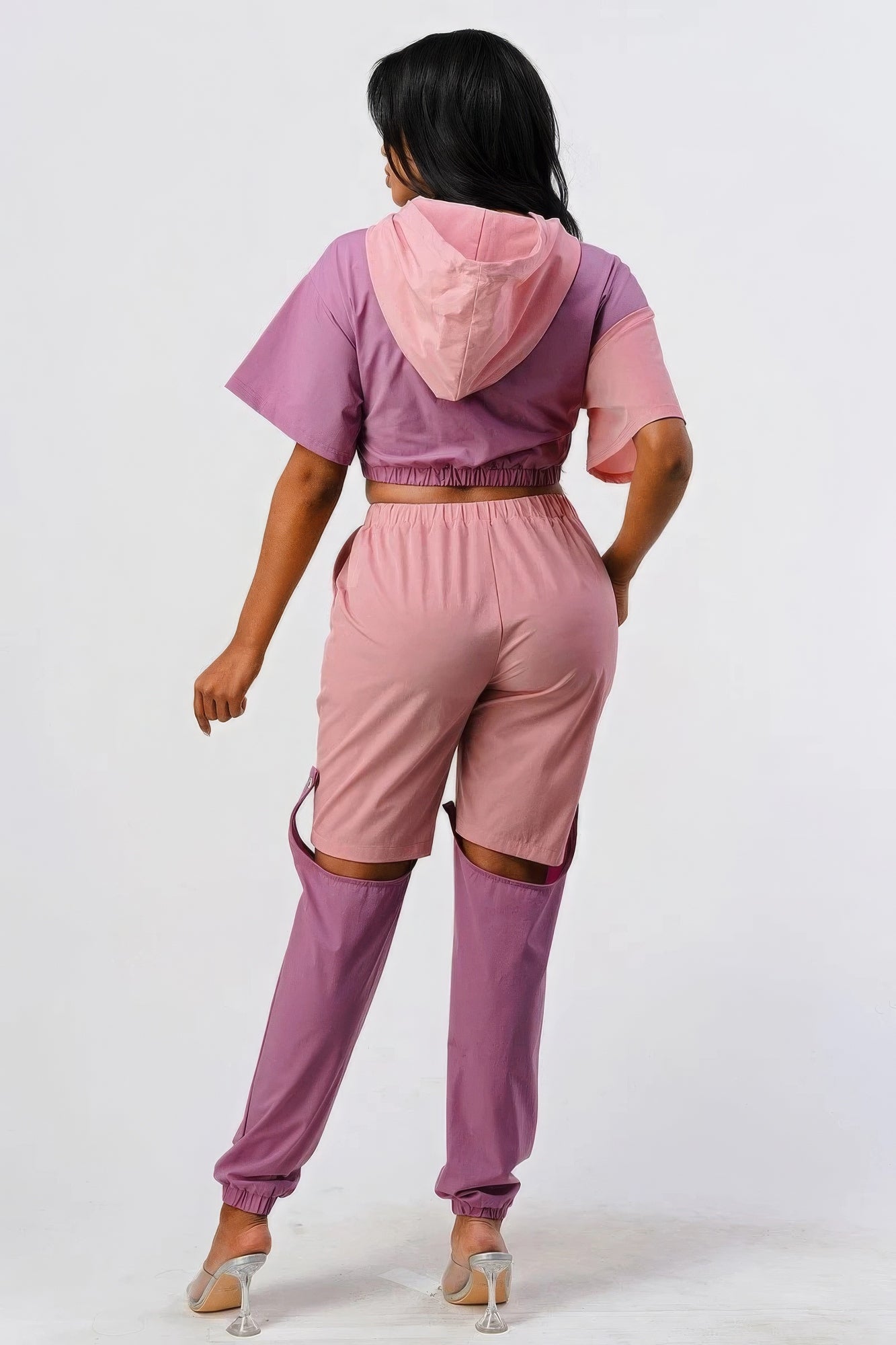 Pants Set In Color Block With Hoodie And Detachable Bottom Part-Product Type | Naughty Smile Fashion