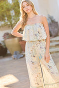Tube Top With Tier Ruffle Waist Elastic Bottom Lace Trim Jumpsuit-Product Type | Naughty Smile Fashion