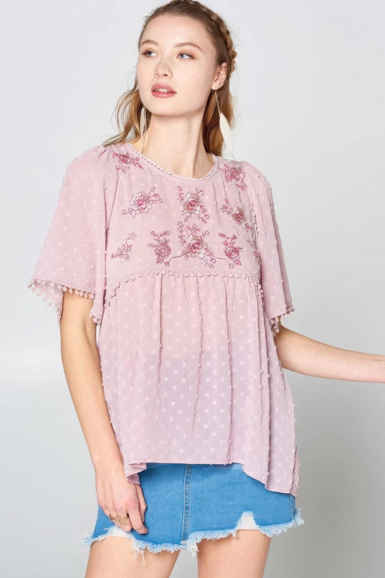 This Detailed Lace Trimmed Bubble Chiffon Blouse-Product Type | Naughty Smile Fashion