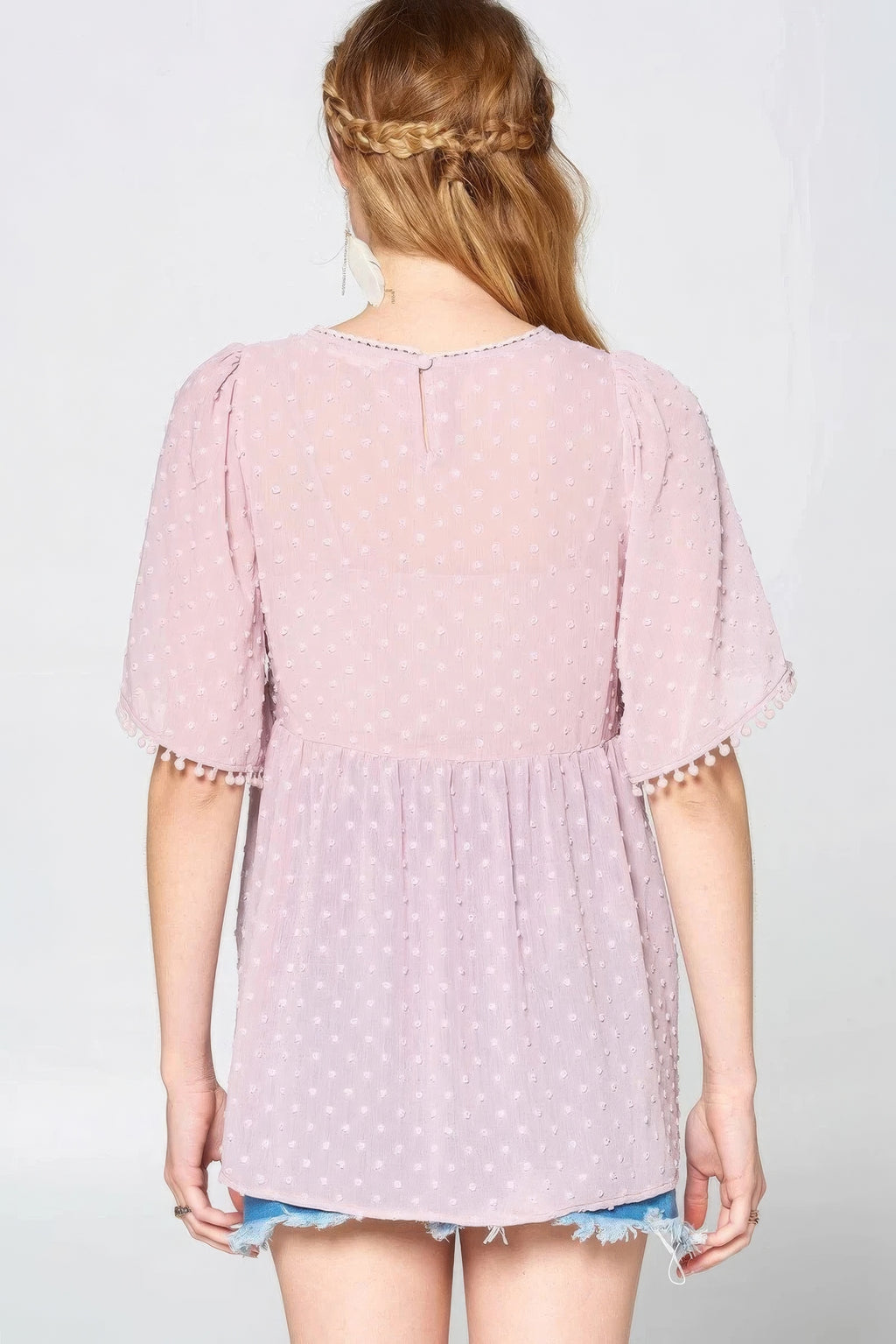 This Detailed Lace Trimmed Bubble Chiffon Blouse-Product Type | Naughty Smile Fashion
