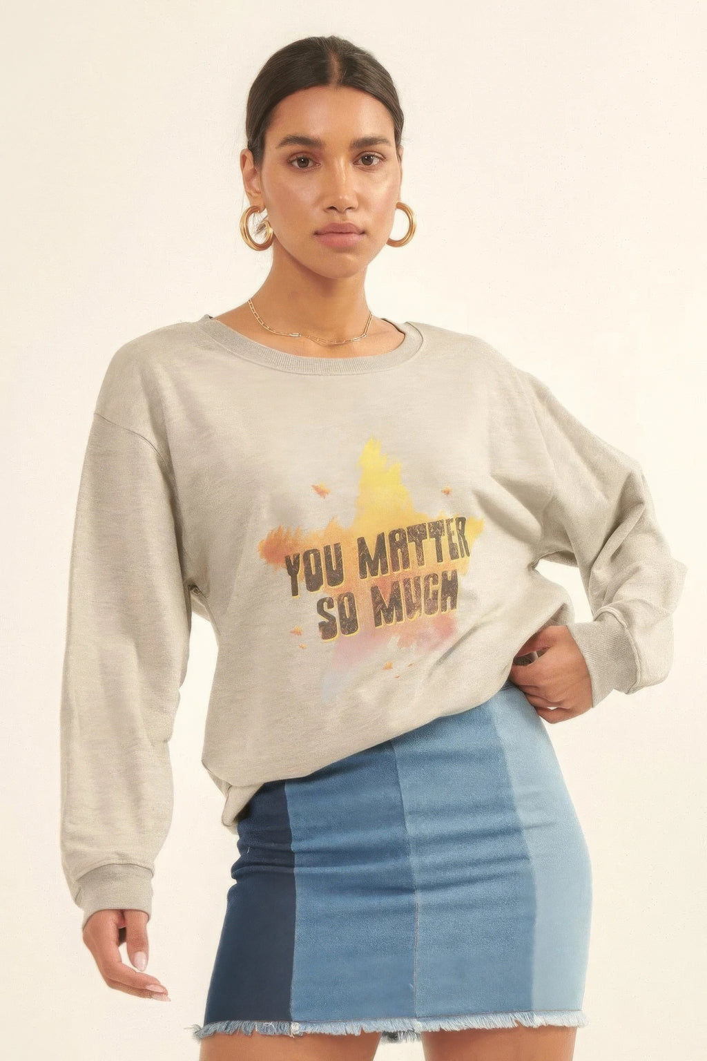 Vintage-style, Multicolor Star French Terry Knit Graphic Sweatshirt-Product Type | Naughty Smile Fashion