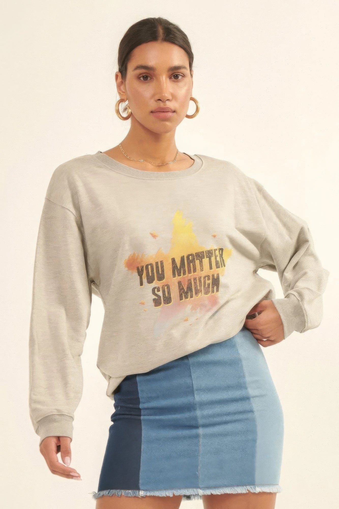 Vintage-style, Multicolor Star French Terry Knit Graphic Sweatshirt-Product Type | Naughty Smile Fashion