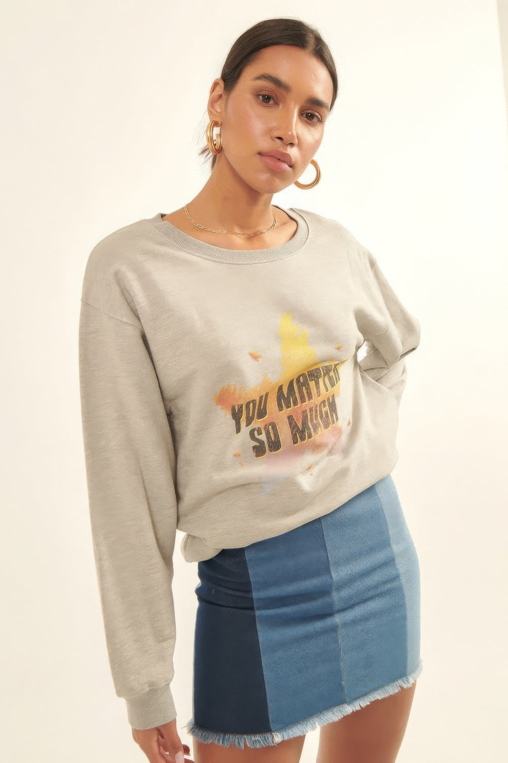 Vintage-style, Multicolor Star French Terry Knit Graphic Sweatshirt-Product Type | Naughty Smile Fashion