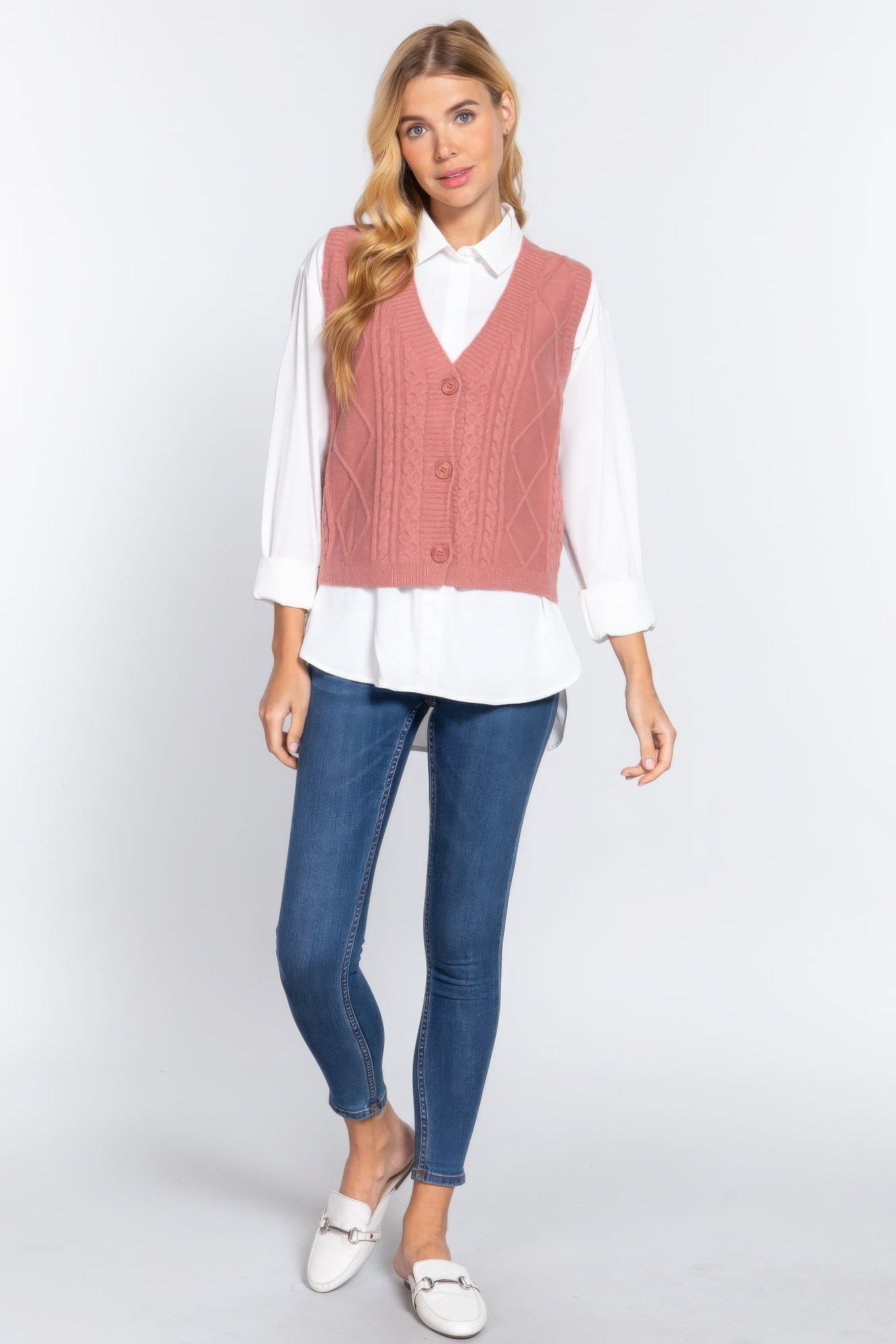 V-neck Cable Sweater Vest Cardigan-Product Type | Naughty Smile Fashion