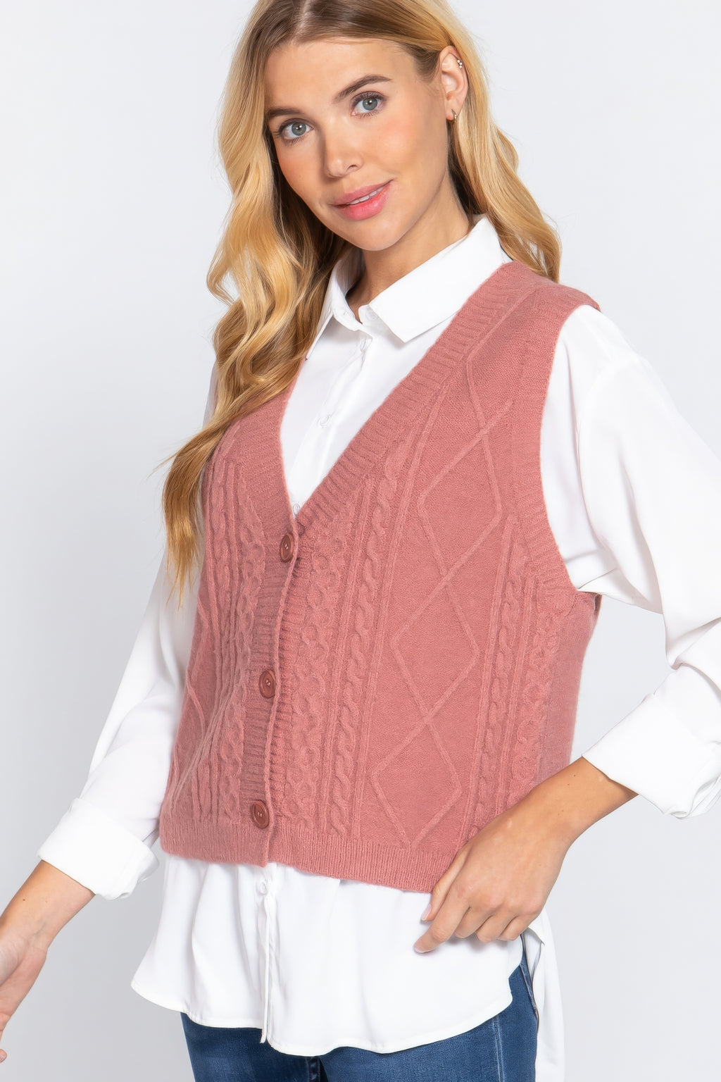 V-neck Cable Sweater Vest Cardigan-Product Type | Naughty Smile Fashion