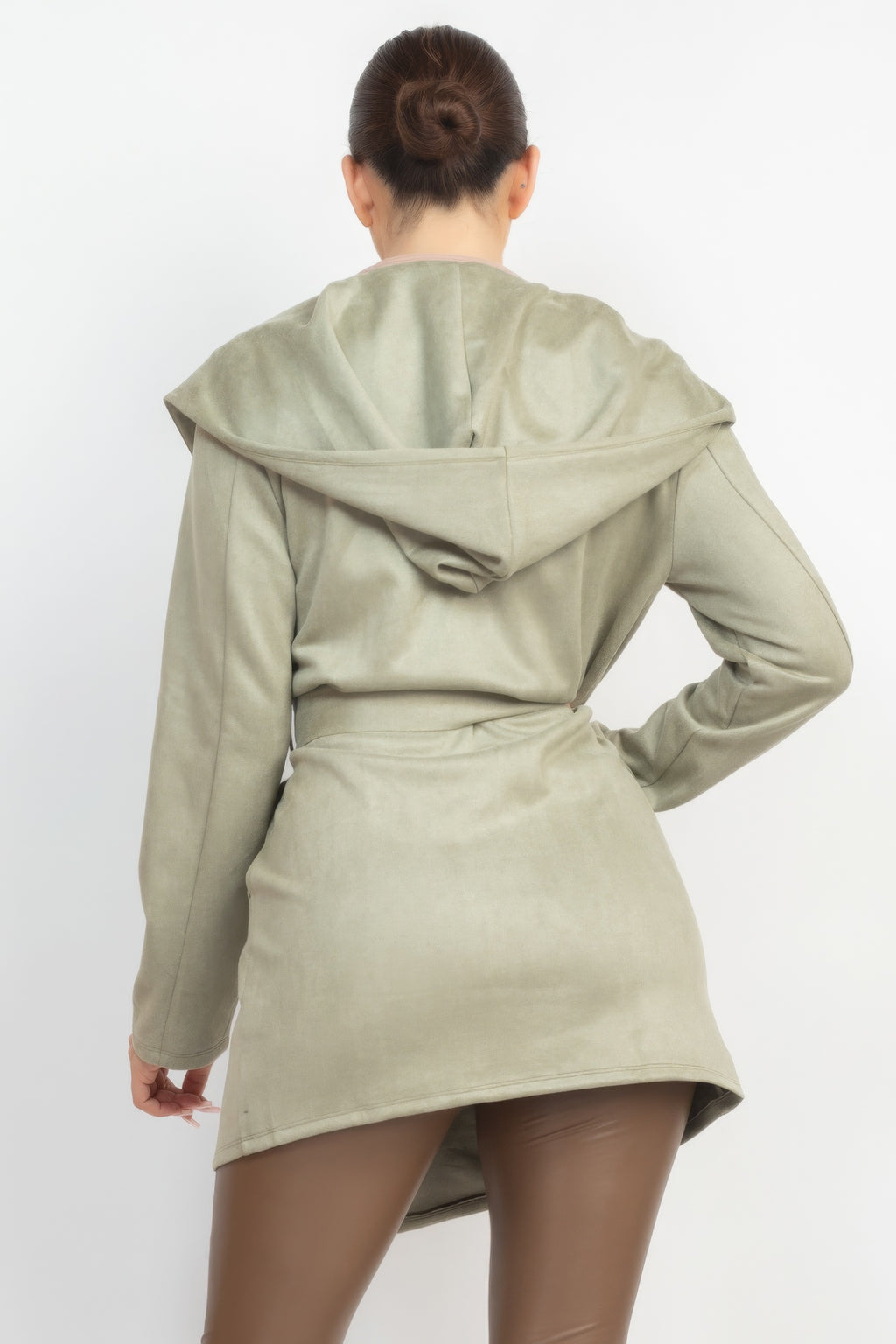 Suede Hooded Waist-tie Belt Jacket-Product Type | Naughty Smile Fashion