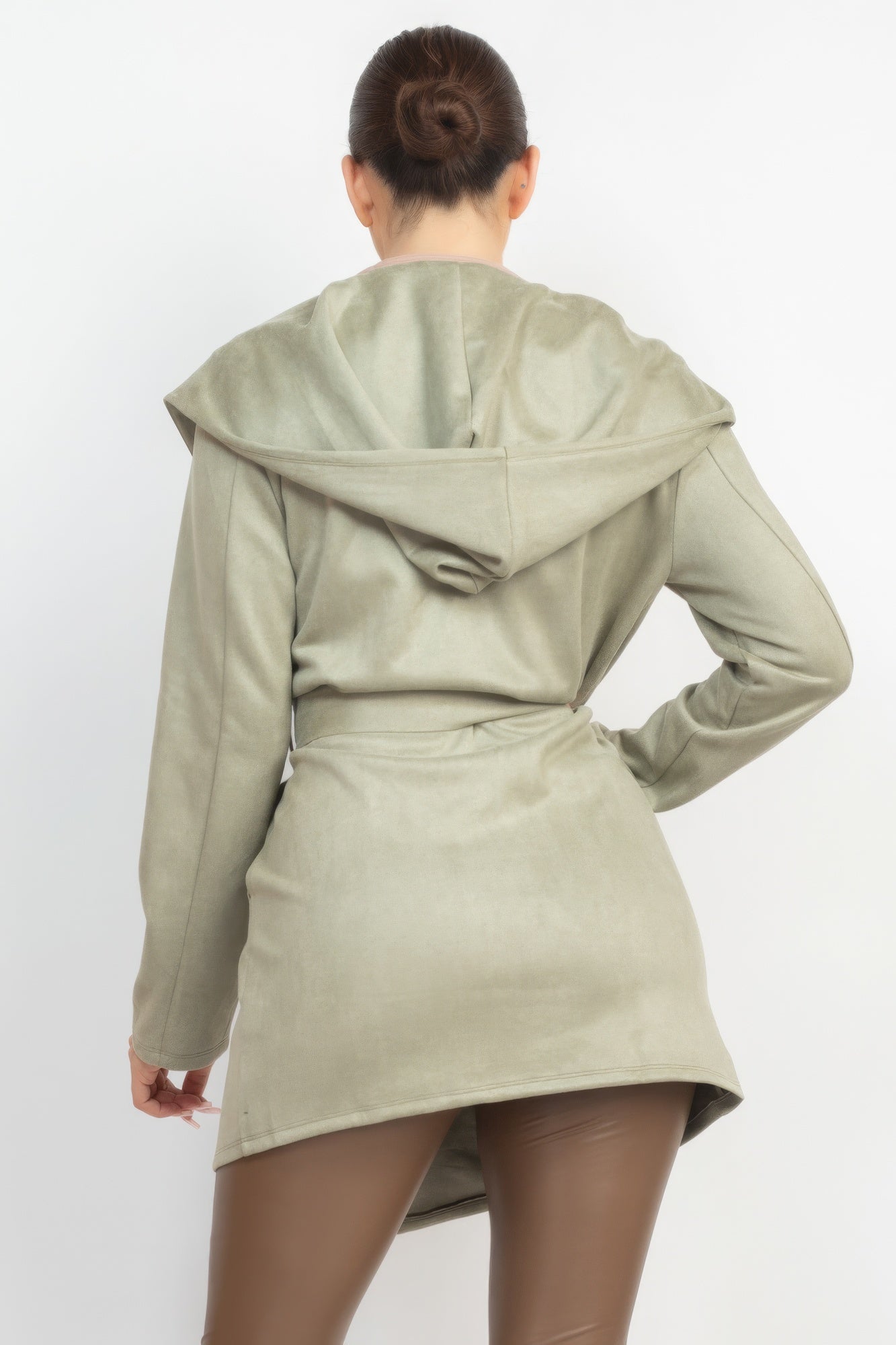 Suede Hooded Waist-tie Belt Jacket-Product Type | Naughty Smile Fashion