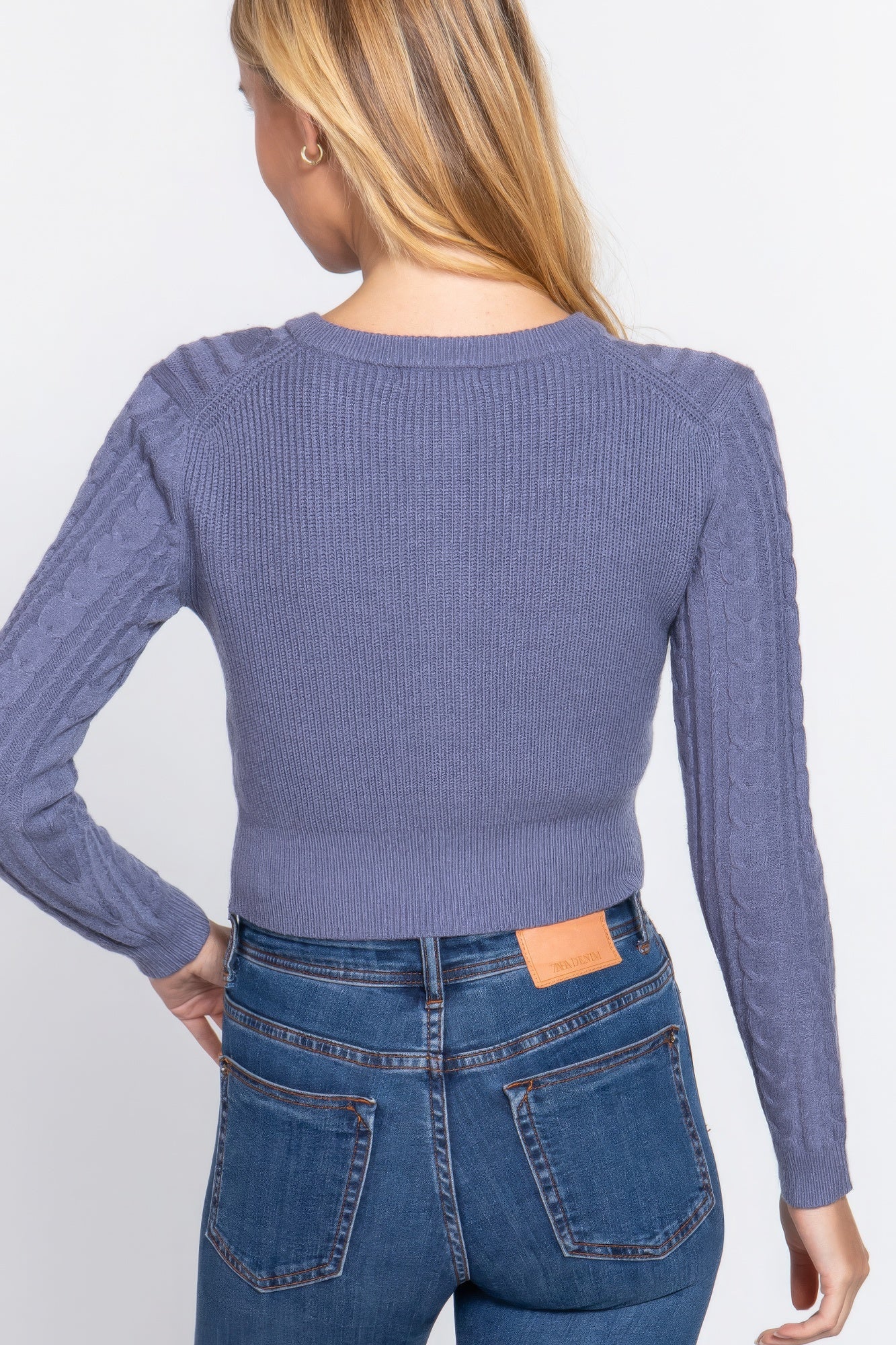 Crew Neck Cable Sweater Cardigan-Product Type | Naughty Smile Fashion