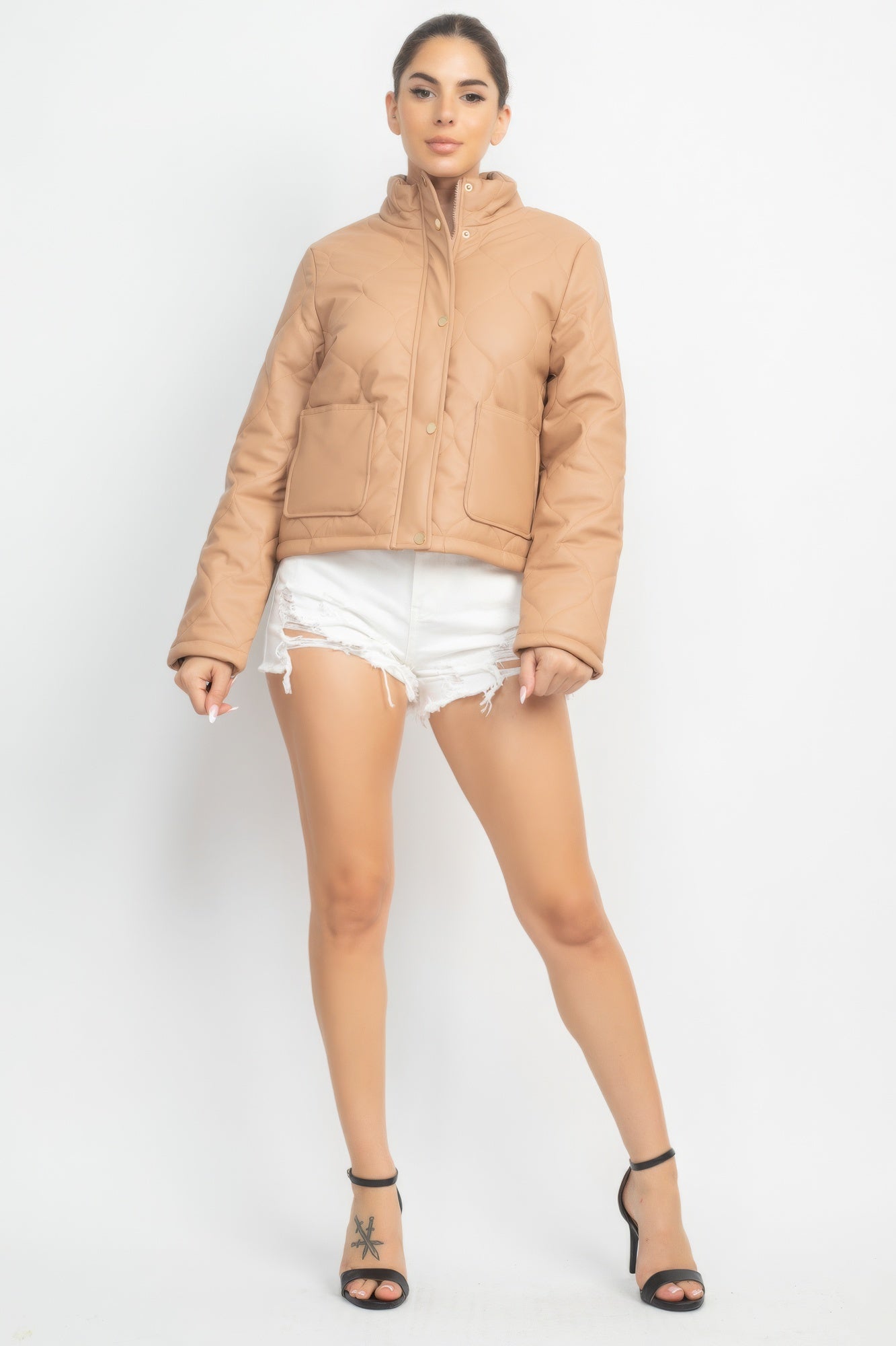 Mock Neck Quilted Jacket-Product Type | Naughty Smile Fashion