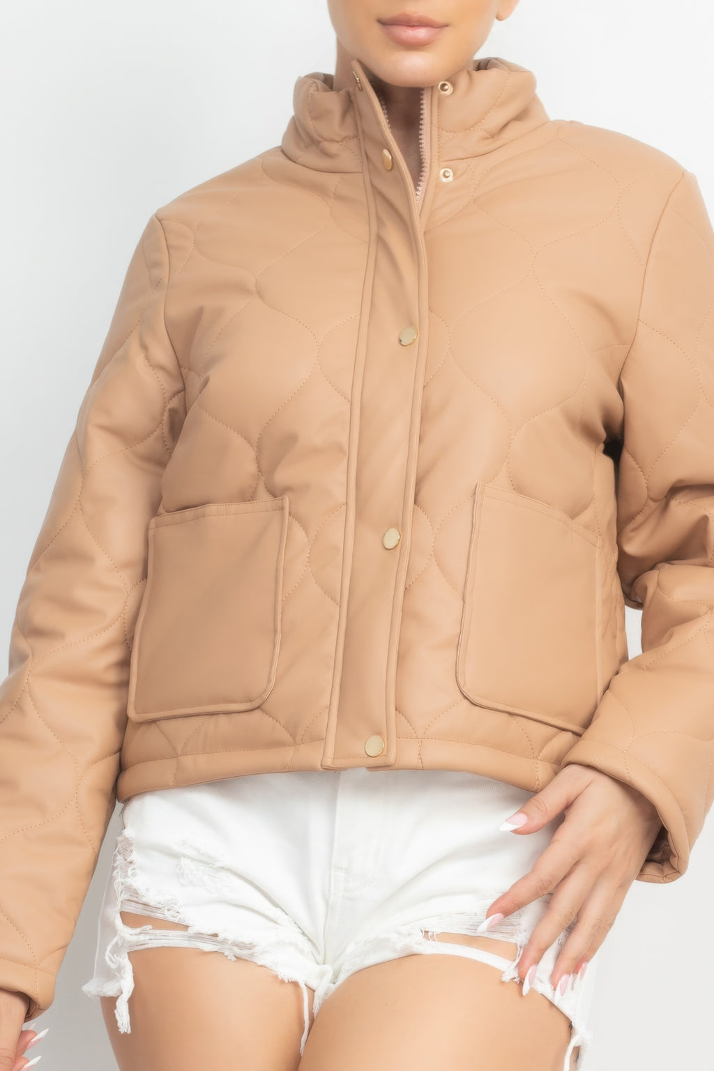 Mock Neck Quilted Jacket-Product Type | Naughty Smile Fashion