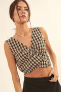 V Neckline Plaid Woven Vest-Product Type | Naughty Smile Fashion