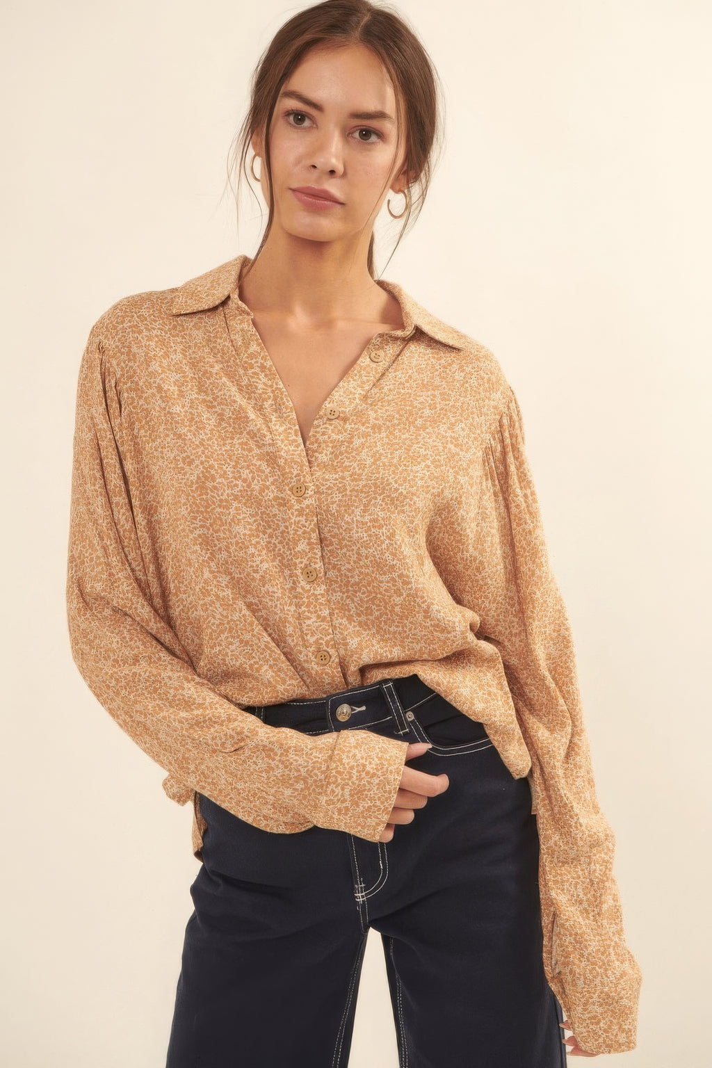 Collared Neckline Floral-print Shirt-Product Type | Naughty Smile Fashion