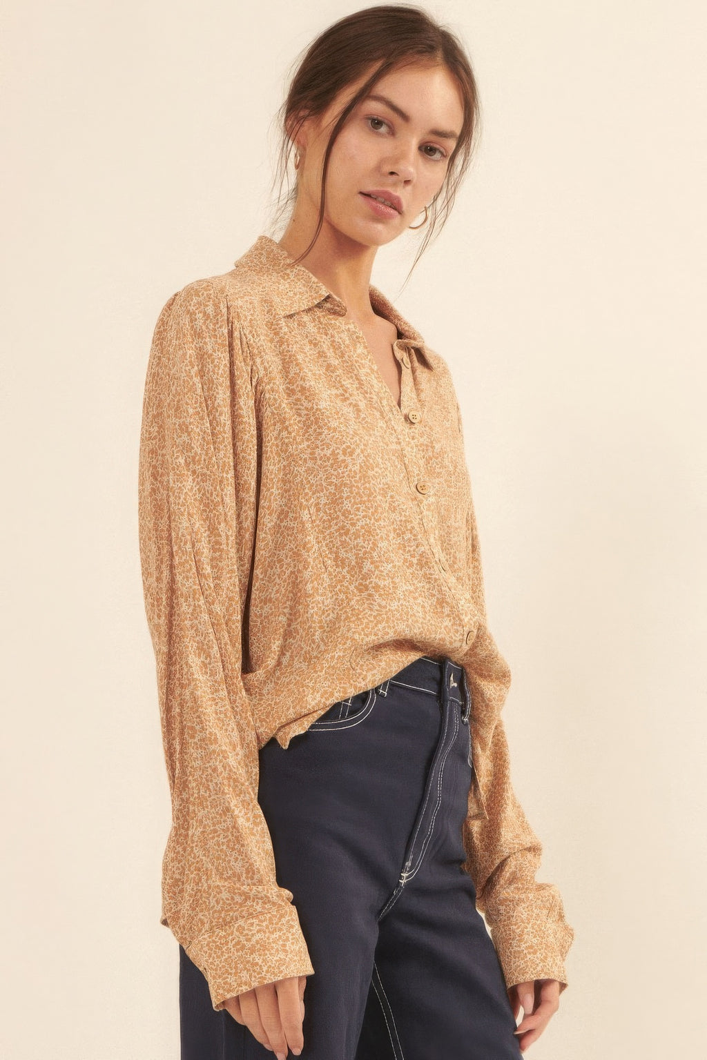 Collared Neckline Floral-print Shirt-Product Type | Naughty Smile Fashion