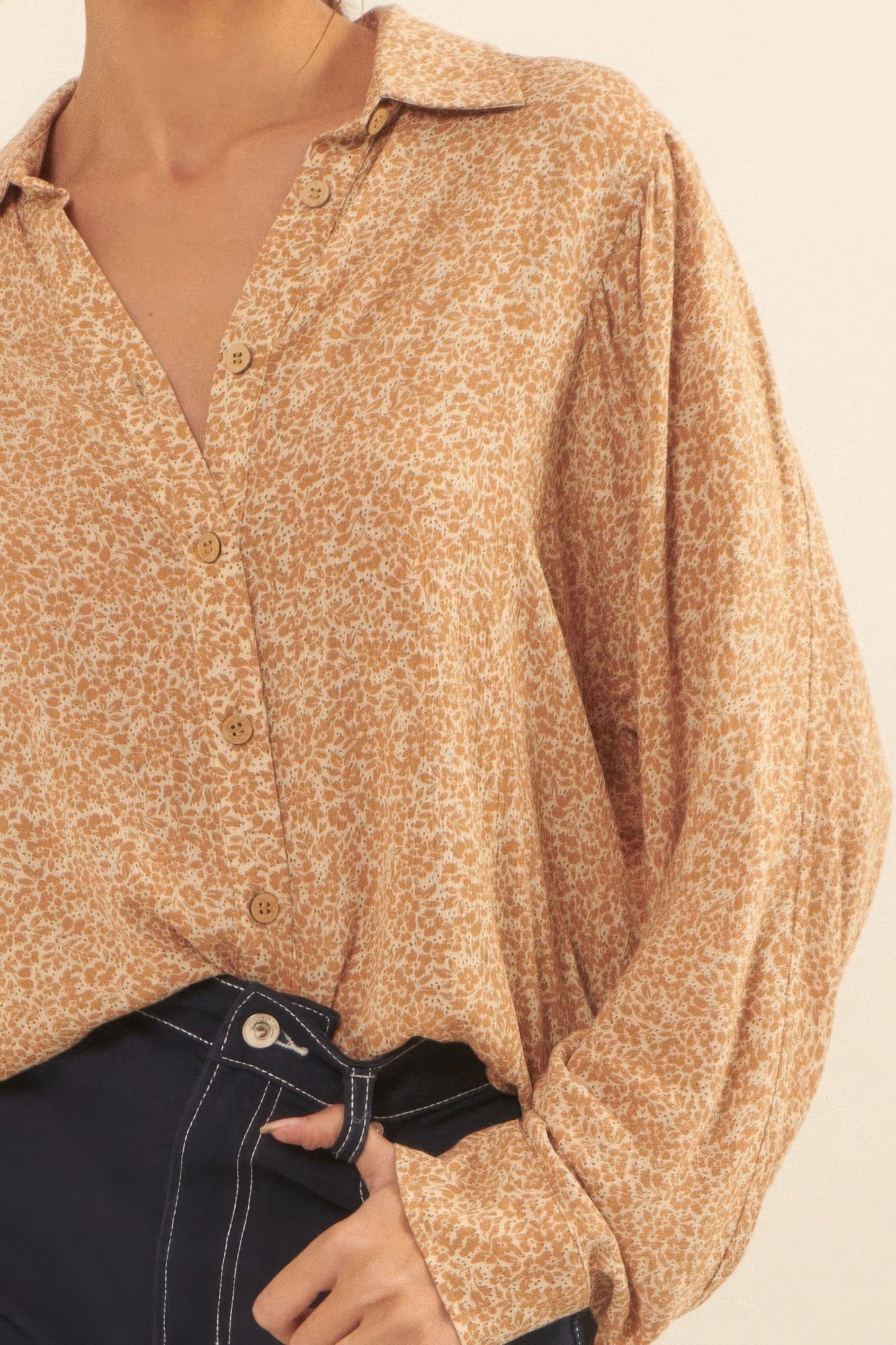 Collared Neckline Floral-print Shirt-Product Type | Naughty Smile Fashion