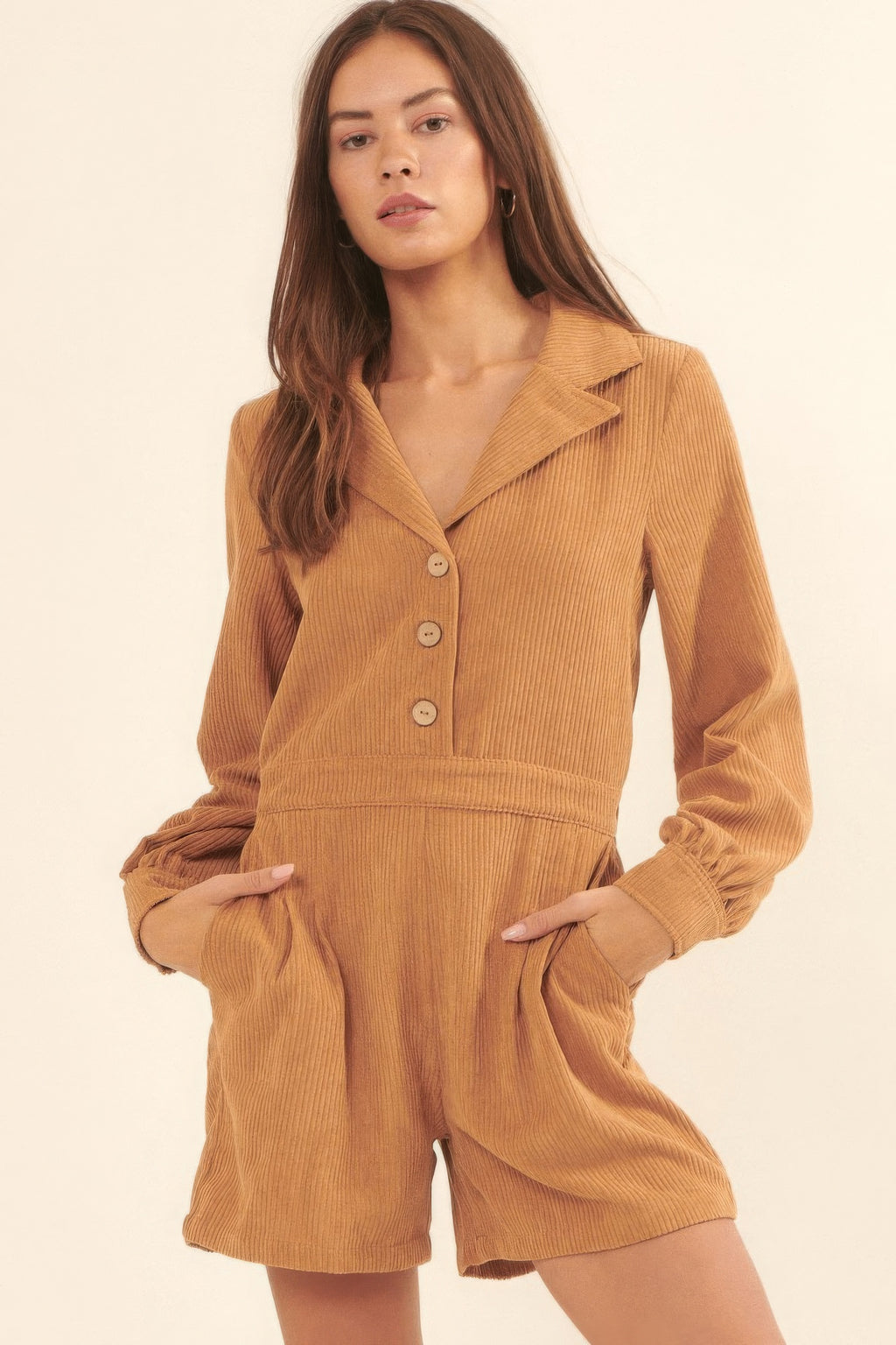 A Woven Corduroy Romper-Product Type | Naughty Smile Fashion