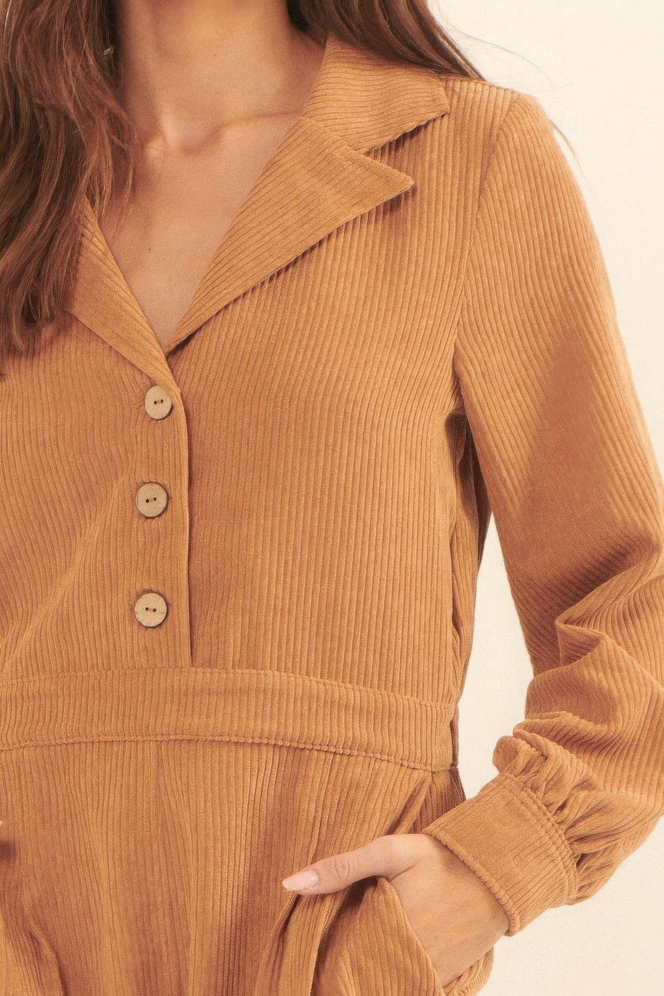 A Woven Corduroy Romper-Product Type | Naughty Smile Fashion