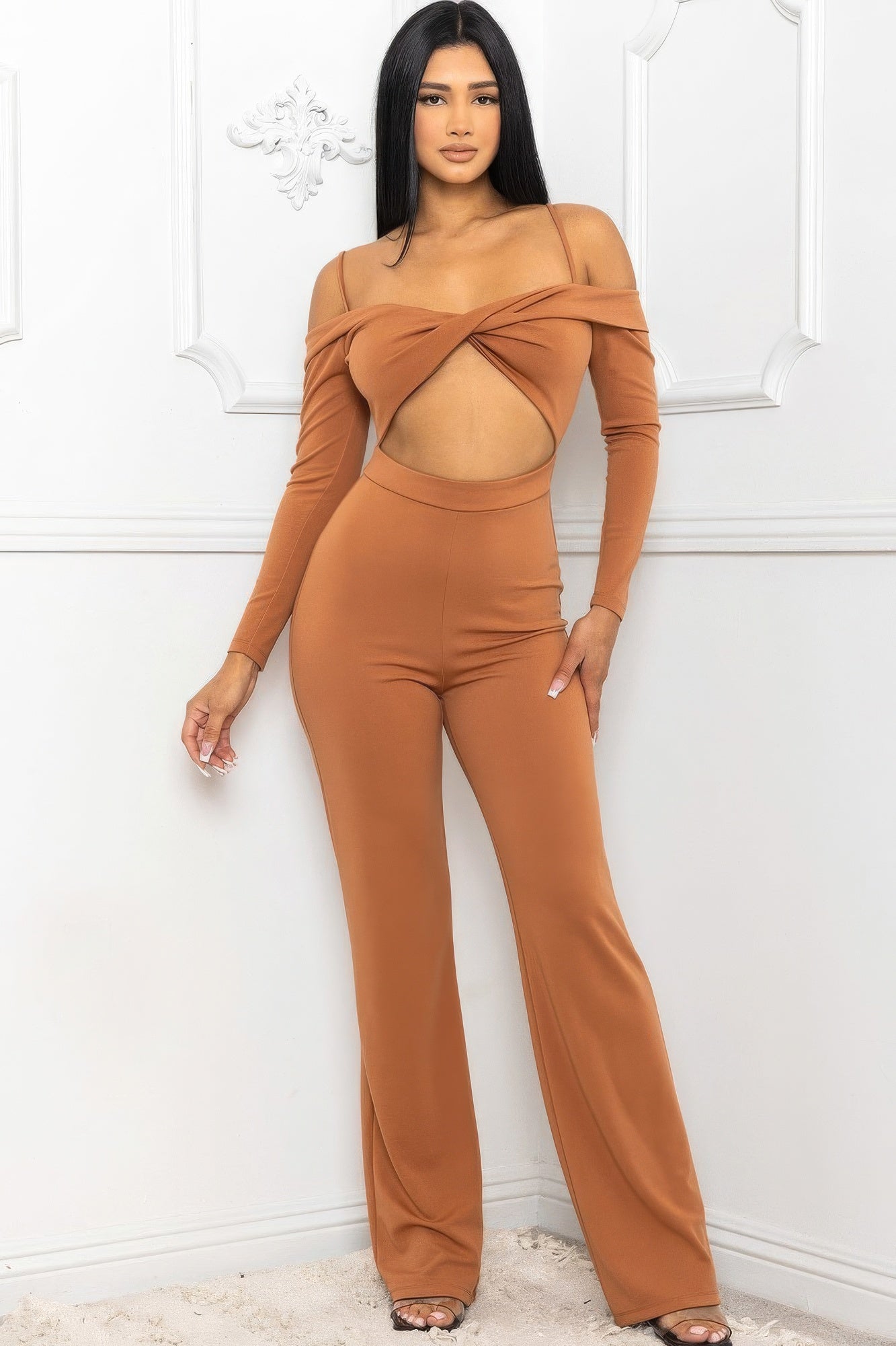 Open Shoulder Cutout Detail Jumpsuit-Product Type | Naughty Smile Fashion