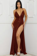 Glitter Fabric Sweetheart Surplice Maxi Dress-Product Type | Naughty Smile Fashion
