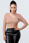 Lux Sweater Rib Cutout Mock Neck Crop Top-Product Type | Naughty Smile Fashion