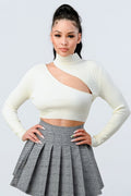 Lux Sweater Rib Cutout Mock Neck Crop Top-Product Type | Naughty Smile Fashion
