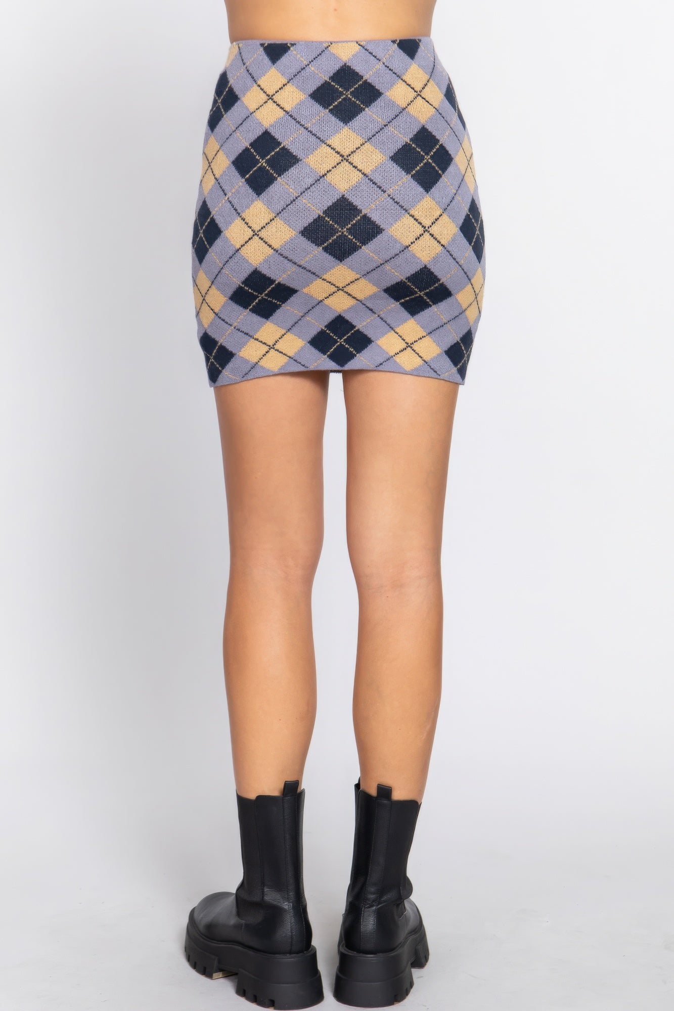 Argyle Jacquard Sweater Mini Skirt-Product Type | Naughty Smile Fashion