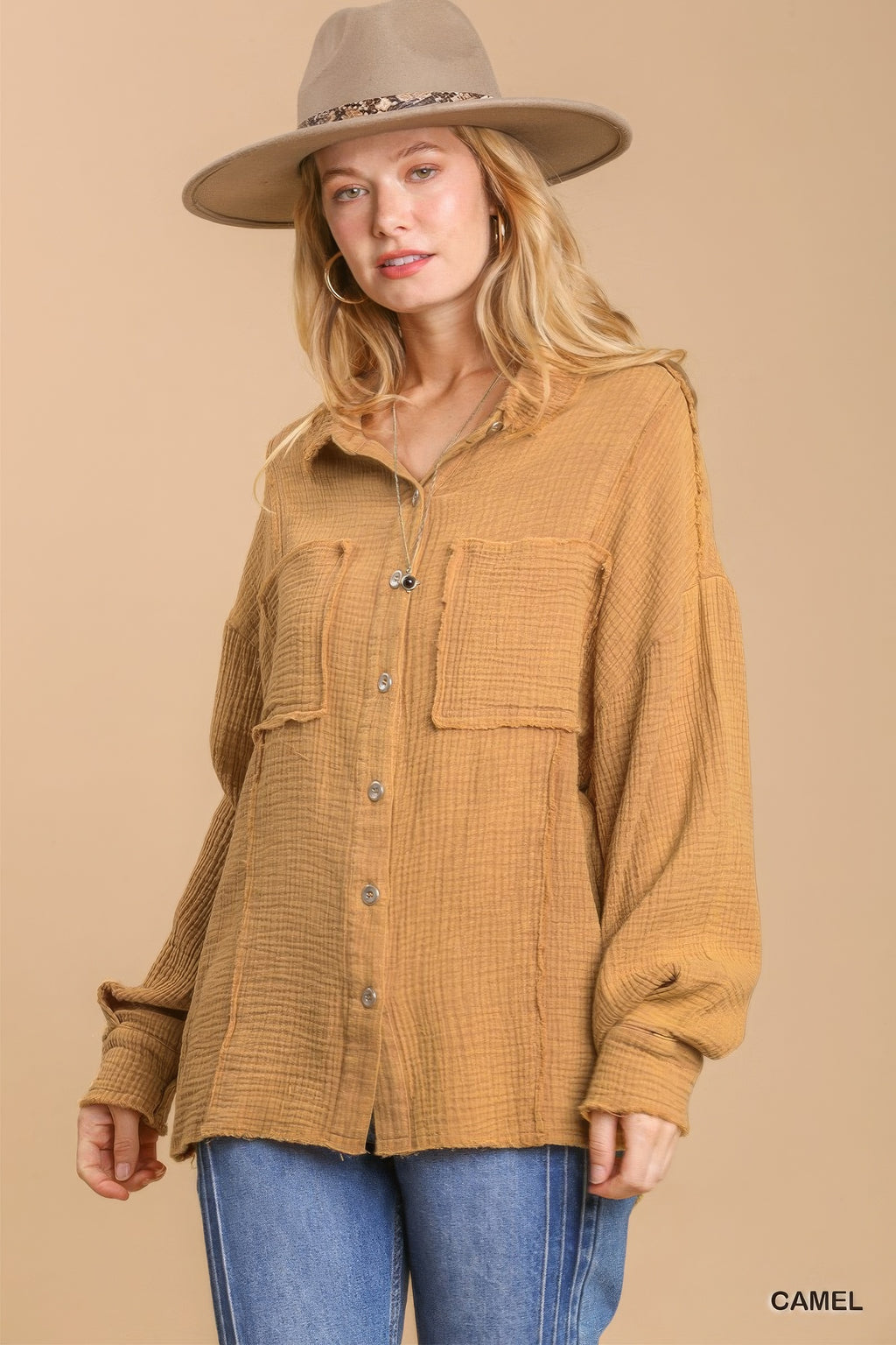 Mineral wash button down top with high low hem-Product Type | Naughty Smile Fashion