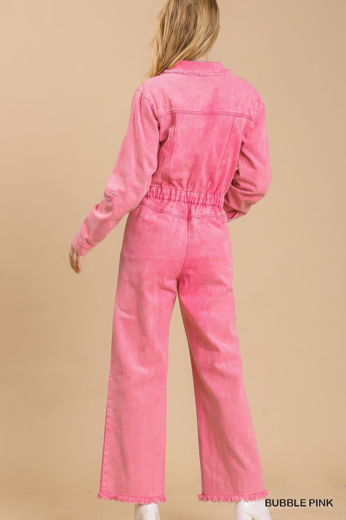 Mid button down stone wash wide leg distressed jumpsuit & side pockets with no lining-Product Type | Naughty Smile Fashion