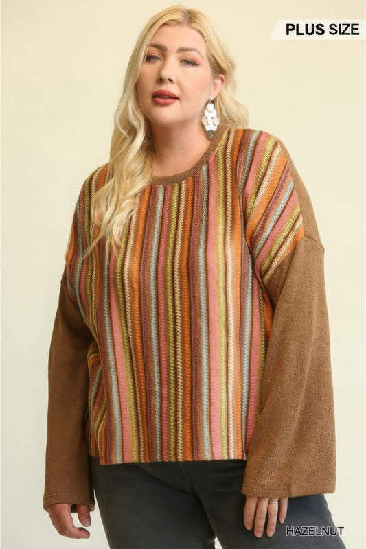 Plus Size Novelty Knit And Solid Knit Mixed Loose Top – Stylish & Comfortable – men’s fashion, stylish and versatile