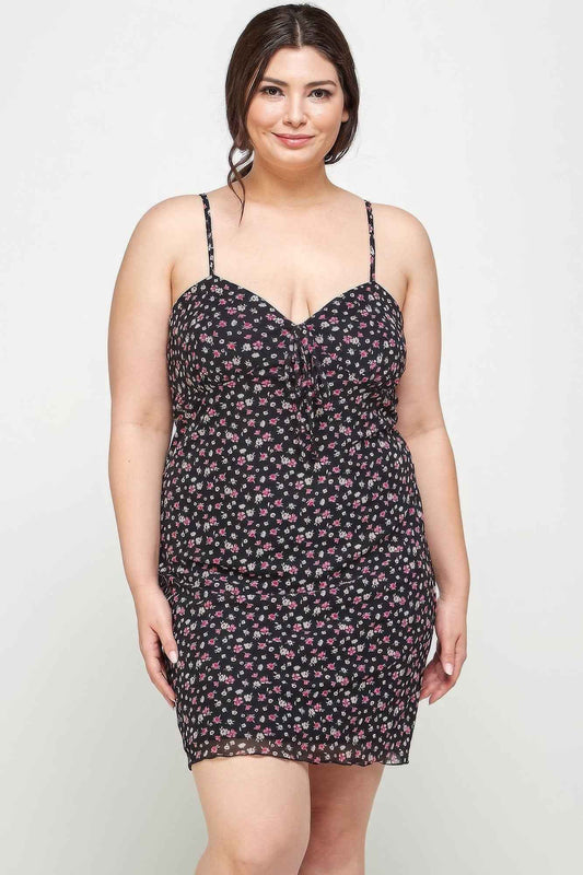 Plus Size Ditsy Floral Print On Mesh Fabric Cami Dress – Stylish & Comfortable – men’s fashion, stylish and versatile