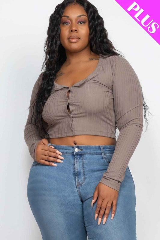 Plus Size Button Up Cropped Top – Stylish & Comfortable – men’s fashion, stylish and versatile
