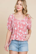 Floral T/r Span Babydoll Top-Product Type | Naughty Smile Fashion