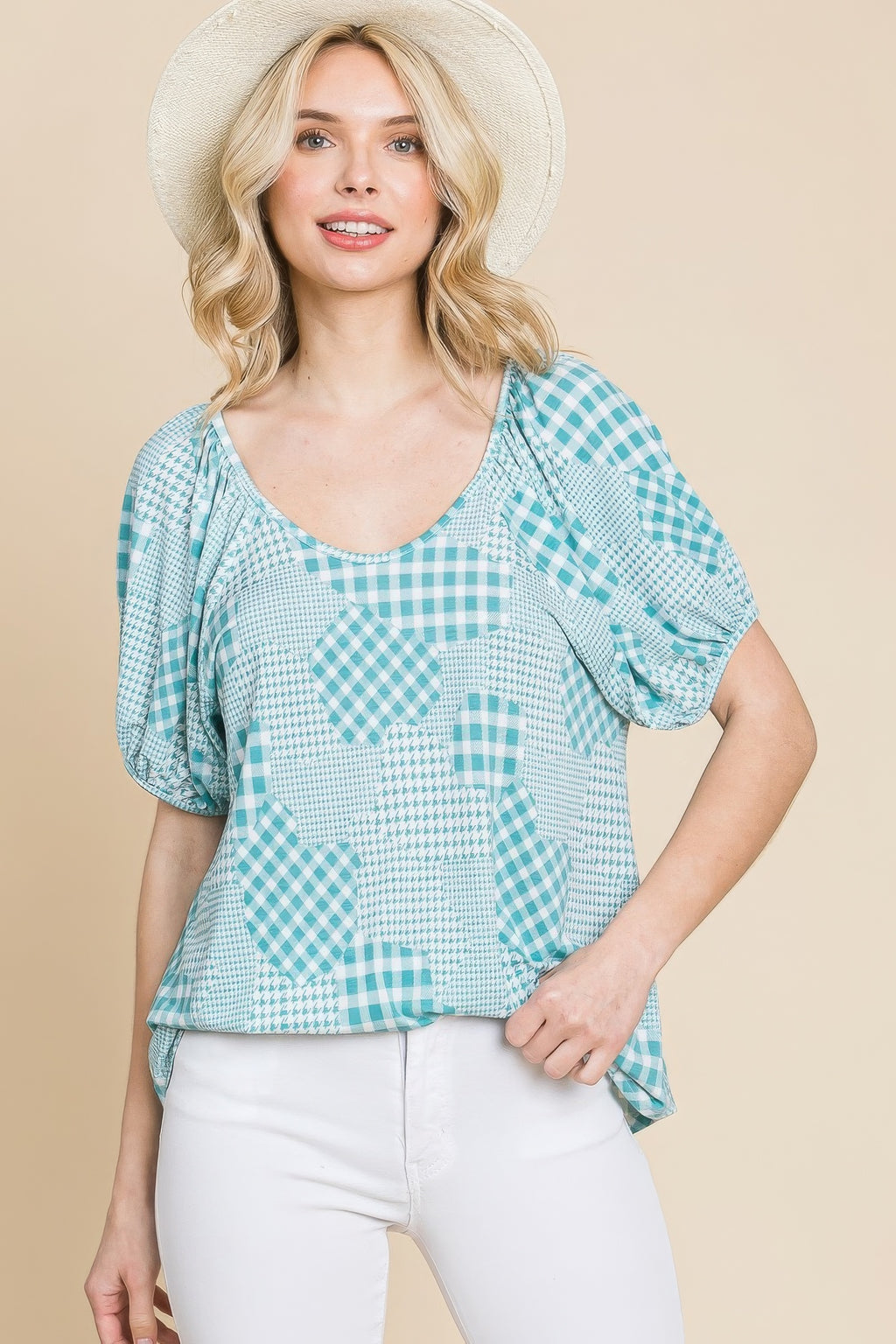 Hounds Tooth And Check Plaid Top-Product Type | Naughty Smile Fashion