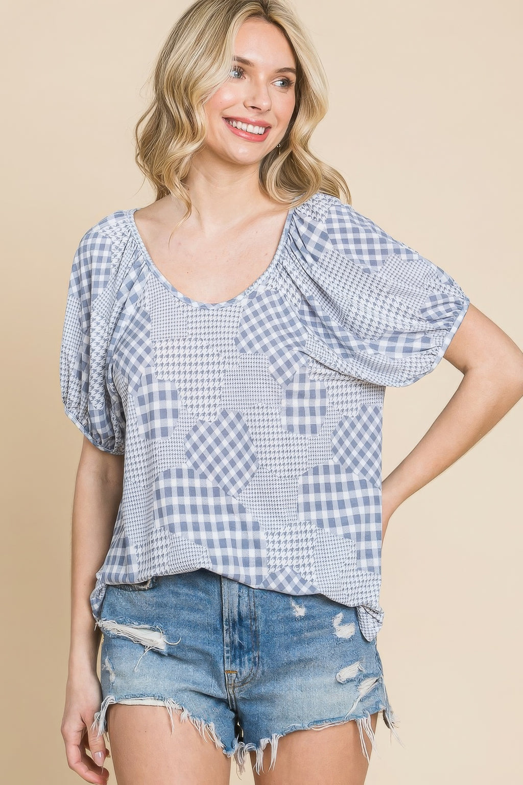 Hounds Tooth And Check Plaid Top-Product Type | Naughty Smile Fashion