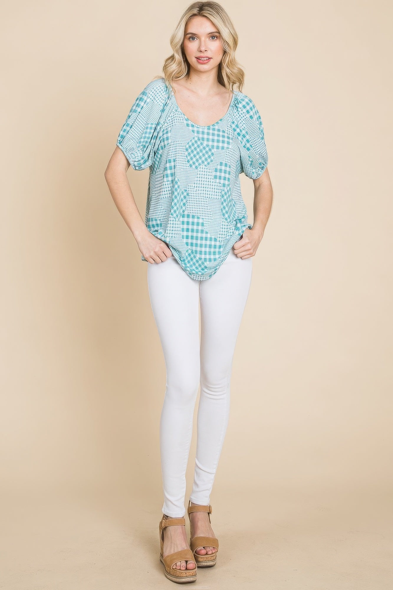 Hounds Tooth And Check Plaid Top-Product Type | Naughty Smile Fashion