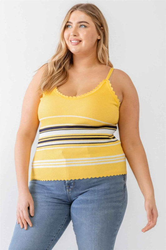 Plus Size Plus Ribbed Ruffle Tank Top – Stylish & Comfortable – men’s fashion, stylish and versatile