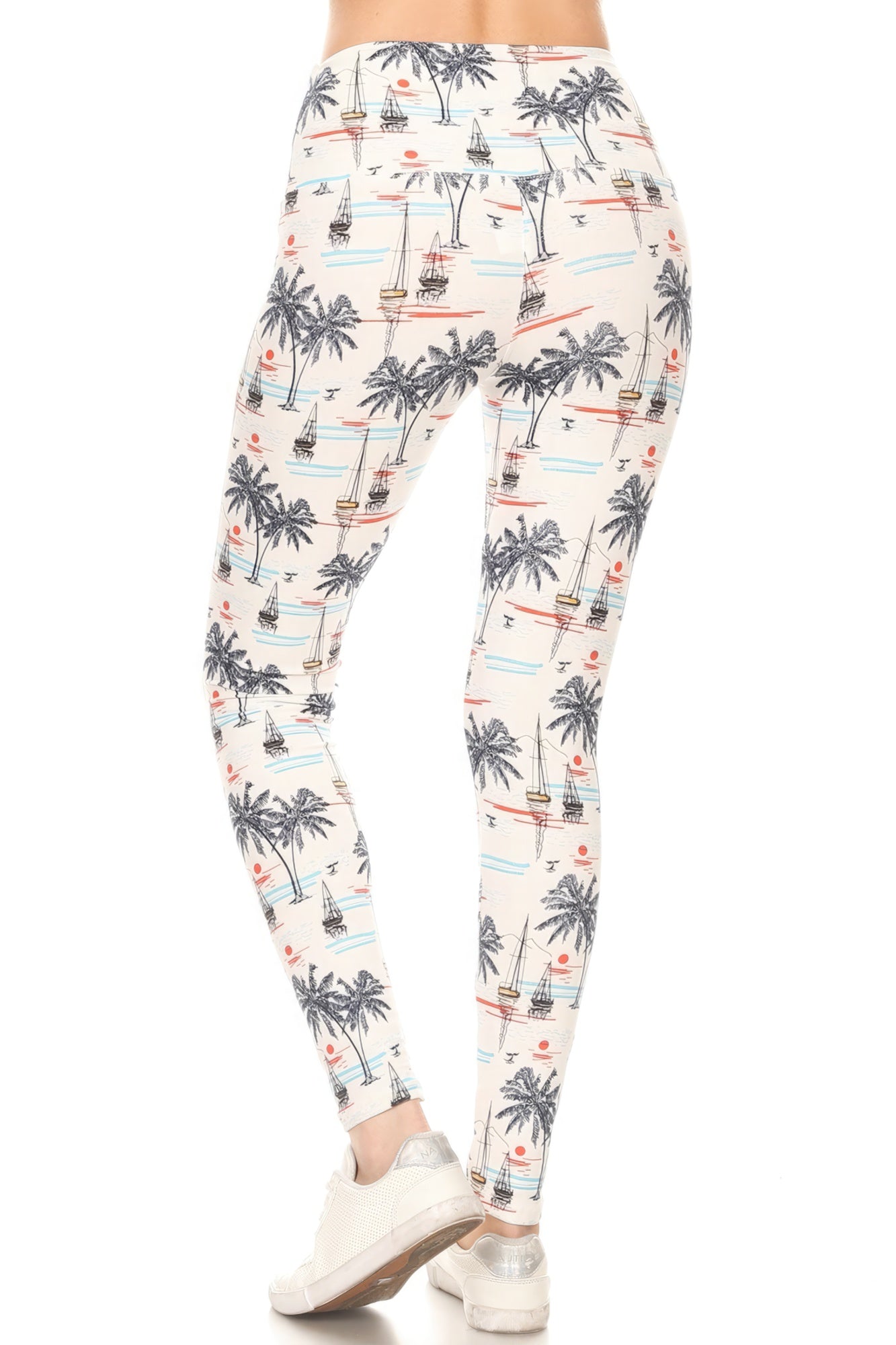 5-inch Long Yoga Style Banded Lined Sailor Printed Knit Legging With High Waist-Product Type | Naughty Smile Fashion