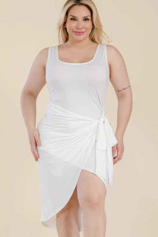 Plus Size Solid Wrap Front Tie Side Midi Dress – Stylish & Comfortable – men’s fashion, stylish and versatile