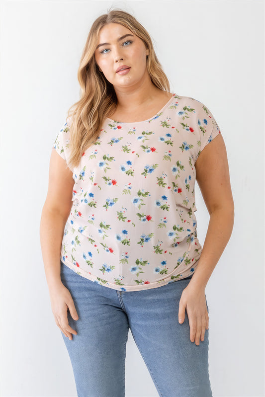 Plus Size Plus Flower Print Ruched Top – Stylish & Comfortable – men’s fashion, stylish and versatile