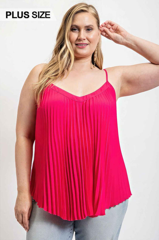 Plus Size Pleated Tank Top With Adjustable Strap – Stylish & Comfortable – men’s fashion, stylish and versatile