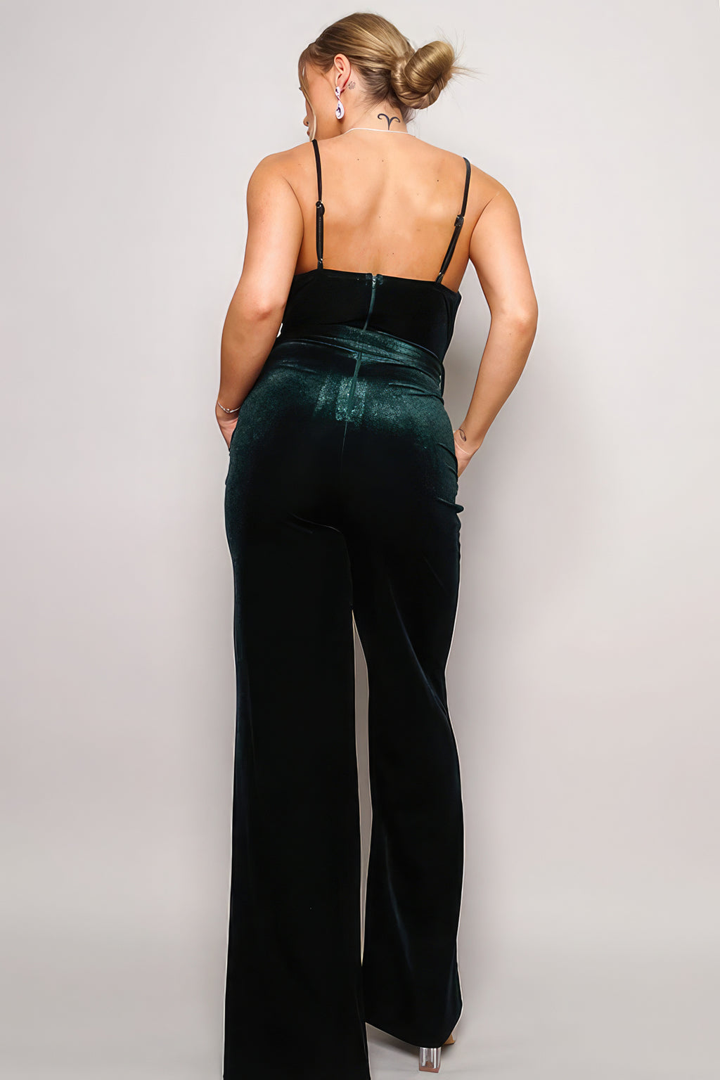 Samba Rhinestone Belt Velvet Jumpsuit-Product Type | Naughty Smile Fashion
