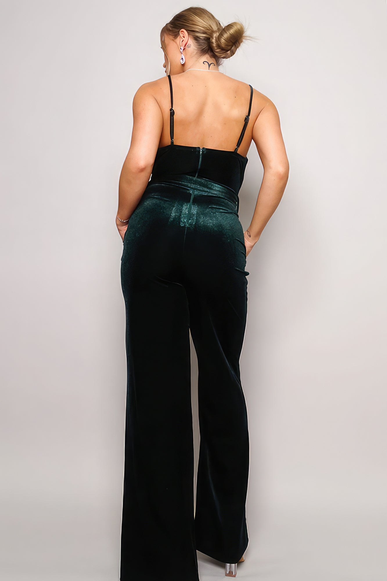 Samba Rhinestone Belt Velvet Jumpsuit-Product Type | Naughty Smile Fashion