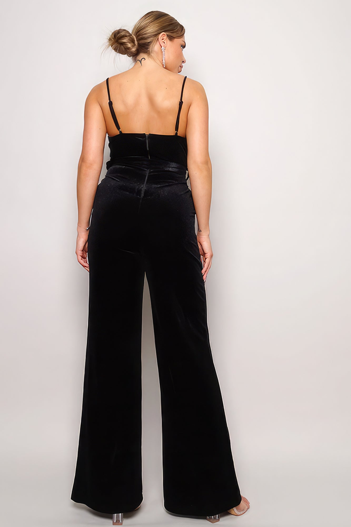 Samba Rhinestone Belt Velvet Jumpsuit-Product Type | Naughty Smile Fashion