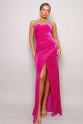Strapless Sweetheart Maxi Velvet Dress-Product Type | Naughty Smile Fashion