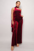 Scarf Top Glitter Velvet Jumpsuit-Product Type | Naughty Smile Fashion
