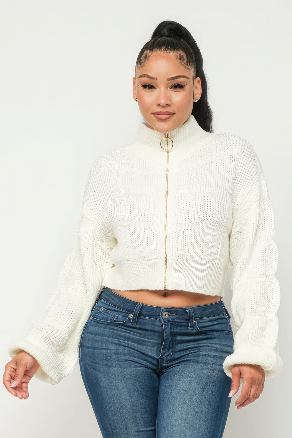 Sweater Top W/ Front Zipper-Product Type | Naughty Smile Fashion