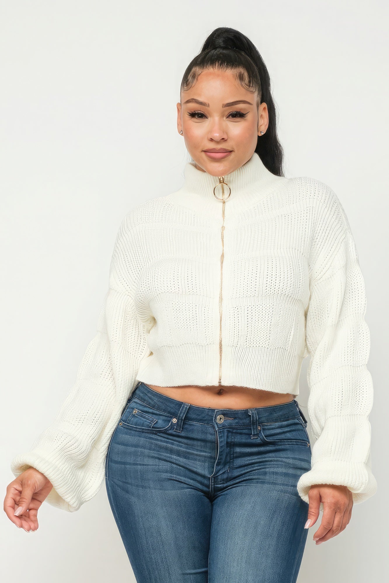 Sweater Top W/ Front Zipper-Product Type | Naughty Smile Fashion